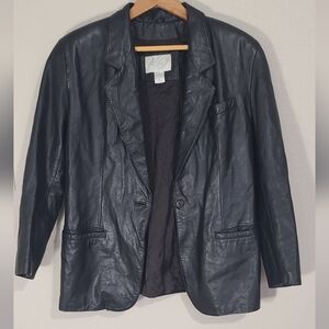 Lord & Taylor Black Leather Blazer